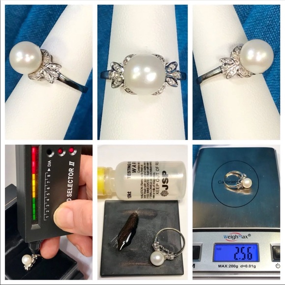 10K GENUINE ART DECO PEARL & DIAMOND COCKTAIL RING